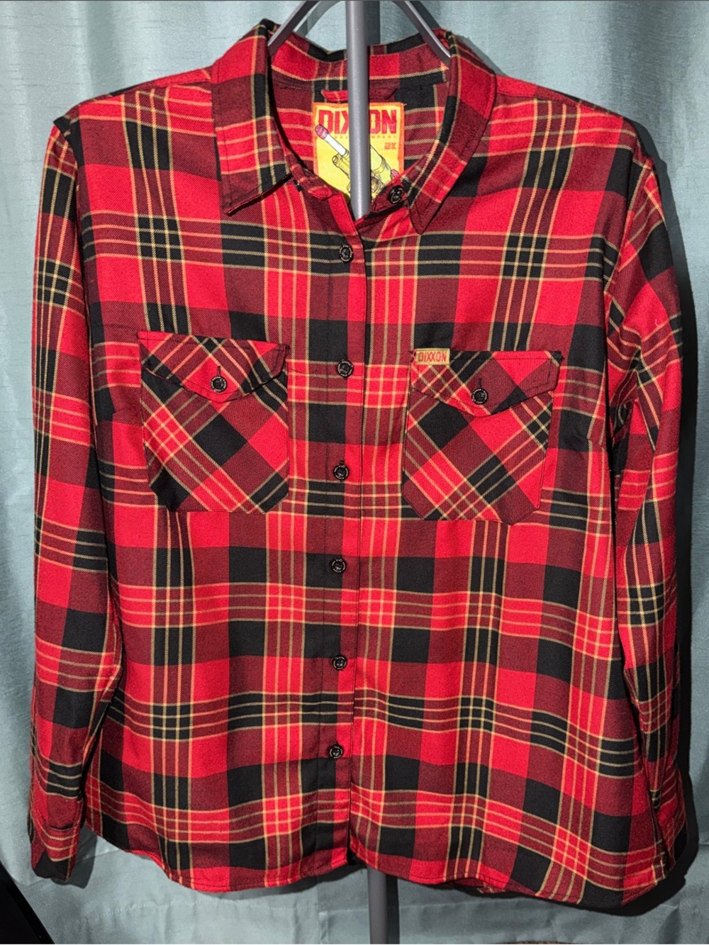 DIXXON MENACE - Red and Black Plaid Button-Down Shirt - Womens 2XL